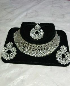 Silver Jewellery Set With American diamond