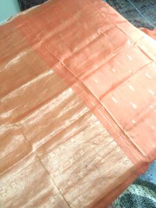 orange colour pure silk saree
