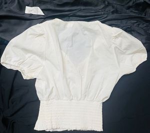 ZARA Sweetheart Neck shirred Crop Top