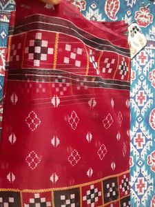 Red Patterned sambalpuri Saree