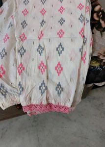 Embroidered Neck And Long Kurti