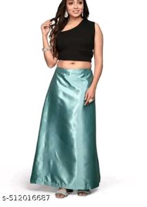 Satin Lehenga Skirt - Teal Blue