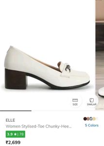 Elle White Block Heel Loafers