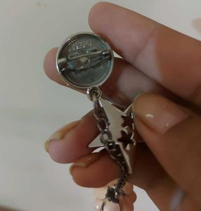 Star &amp; Pearl Dangling Brooch