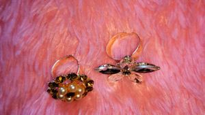 Pearl &amp; Crystal Adjustable Rings