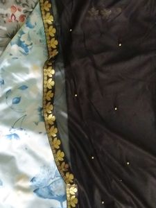 Black Saree With Matching Ear Rings