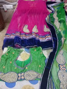 lengha saree with attached palla with blouse