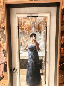 Elegant Navy Embellished Gown