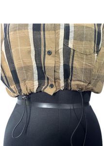 Sleeveless Checkered Top &amp; Black Shorts