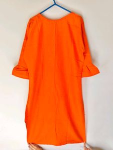 Orange Floral Print Tunic Top