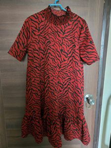 Zara Red &amp; Black Animal Print Dress