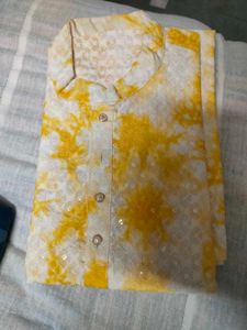 Yellow Tie-Dye Kurta With Pant