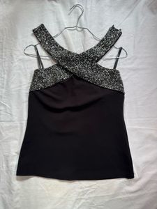 Halter neck embellished top