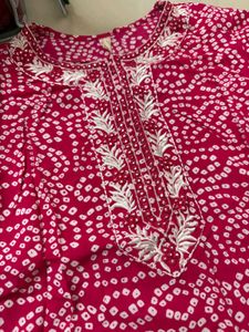 Pink Bandhani Kurta Set