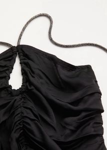 H&amp;M Gathered satin halter-neck top