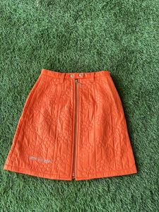 Leather Like Orange Skirt