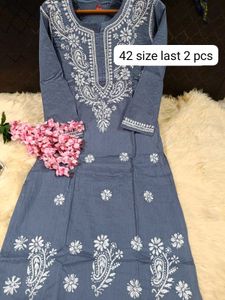 Cotton Lucknow Chickankari Kurtis