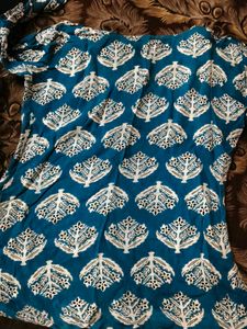 Leaf Print Blue Kurta