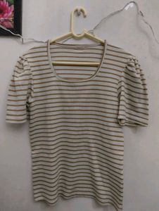 Striped Puff Sleeve Top
