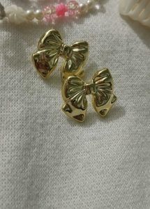 Cute Gold Bow Stud Earrings