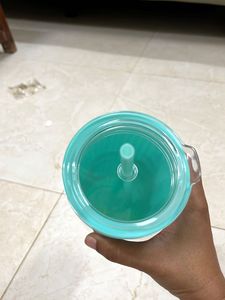 Stitch Double Glass Water Bottle with Straw