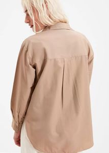Oversized Beige Button-Up Shirt By Trendyol Size S