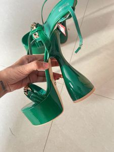 Emerald Platform Heels with Chain