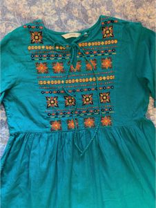 Embroidered Teal Top