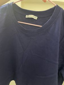 Navy Blue Zara Crop T-Shirt