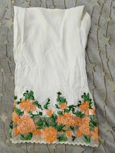 Floral Embroidered White Pants