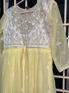 Lemon yellow Georgette Anarkali