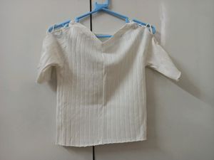 White Boat Neck Top
