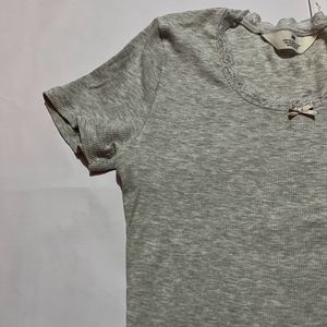 Light grey ripped short sleeve top