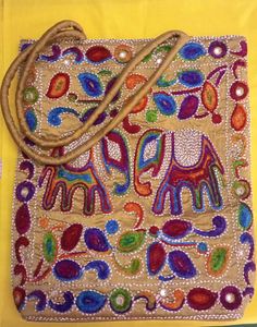 Elephant Embroidered Tote Bag