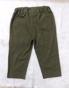 Olive Cotton Capri