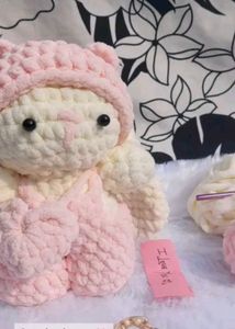 Crochet Bunny Doll, Fully Handmade Stuffed Toy