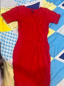 Chic Red Wrap Sheath Dress