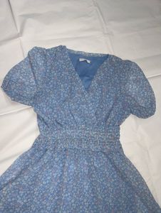 🤌🏻💐Floral Blue V Neck Dress💙🫶🏻