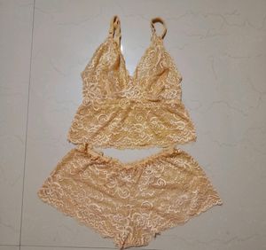 New Bridal Nightwear Bra Brief Set