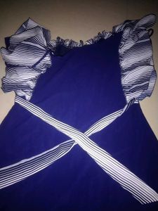 Blue Striped Ruffle Dress