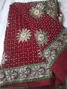 Rust,green Saree