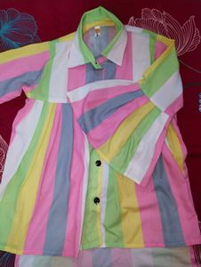 Pastel Charm Flared-Sleeve Shirt Top