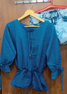 Denim Top With Shorts