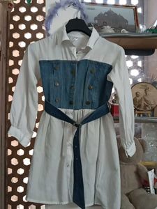 Denim &amp; White Button-Up Dress