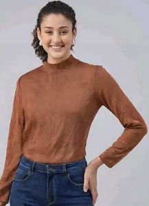 Brown Mock Neck Top