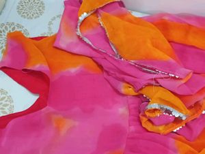 BABLI HEAVY GEORJET PRINTED GOWN WITH LESS BORDER