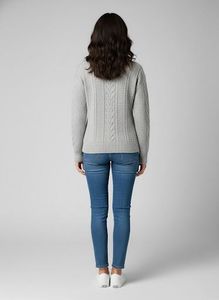 Gray Turtleneck Cable Knit Sweater
