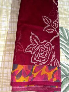 Rose Pink Printed Floral Saree