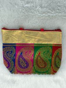 ✨ Royal Banarasi Clutch – Multicolor Elegance