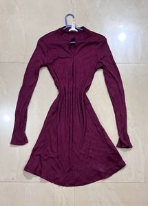 Burgundy Long Sleeve Dress